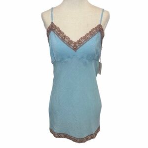 NWT Gold Hawk Silk Camisole Tank Top Small Dream Blue/Brown